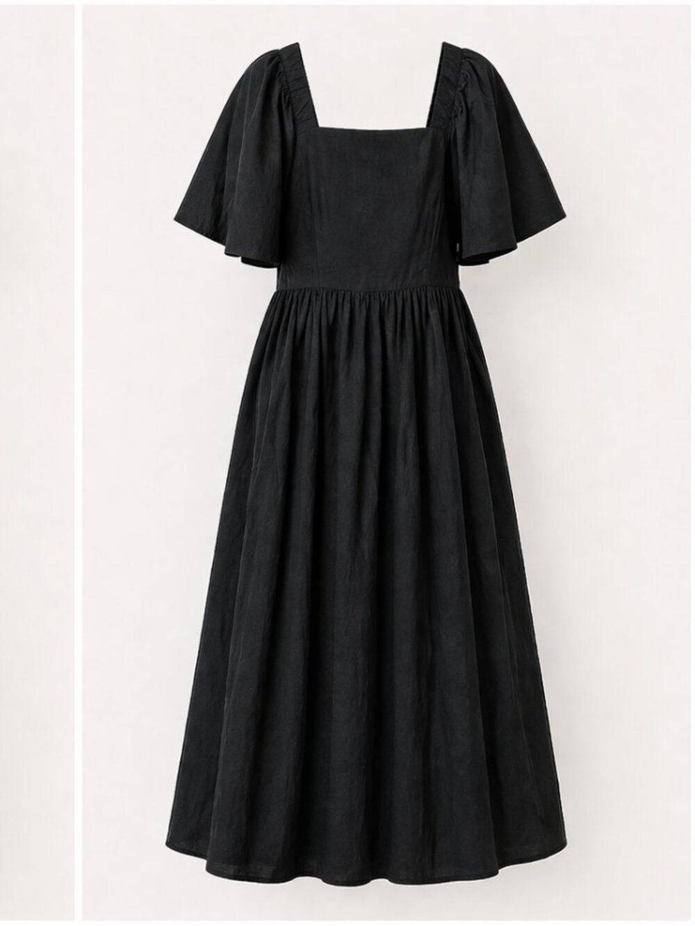 A New Day Black Maxi Dress XL Flutter Sleeve Square Neck Tie Back Cottagecore